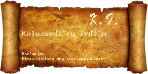 Kolozsváry Irén névjegykártya